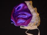 Purple Satin Bonnet Lace Trim